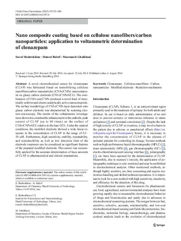 (PDF) Nano composite coating based on cellulose nanofibers/carbon ...