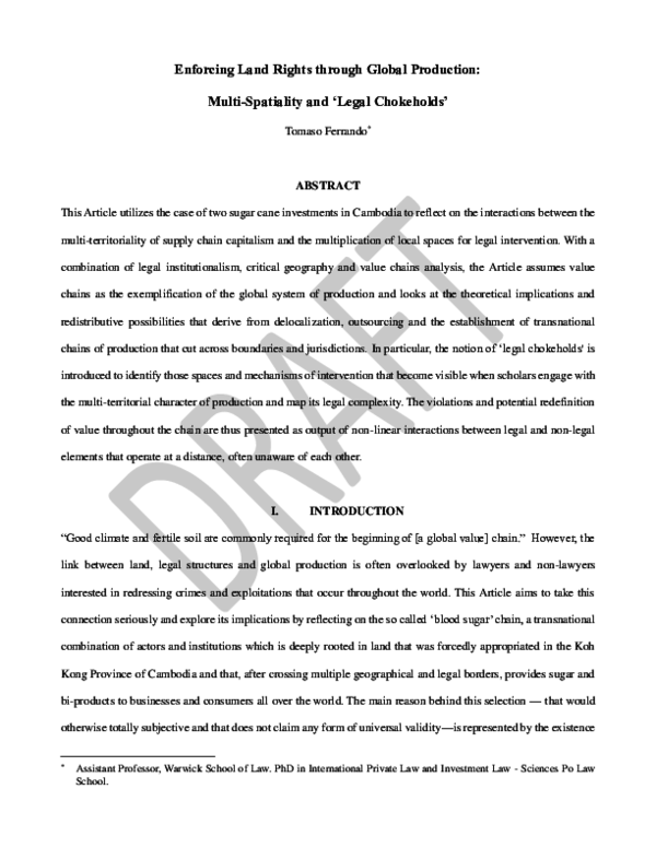 (PDF) Enforcing Land Rights through Global Production MultiSpatiality