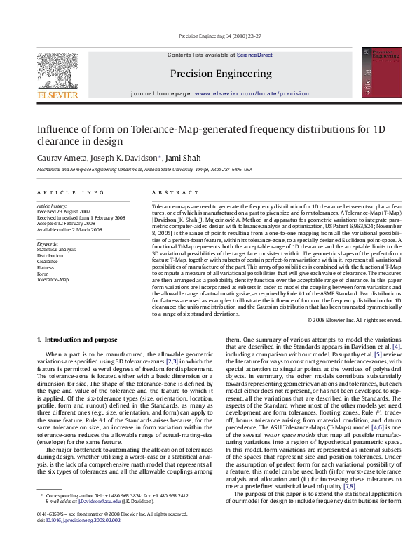 (PDF) Influence of form on Tolerance-Map-generated frequency ...