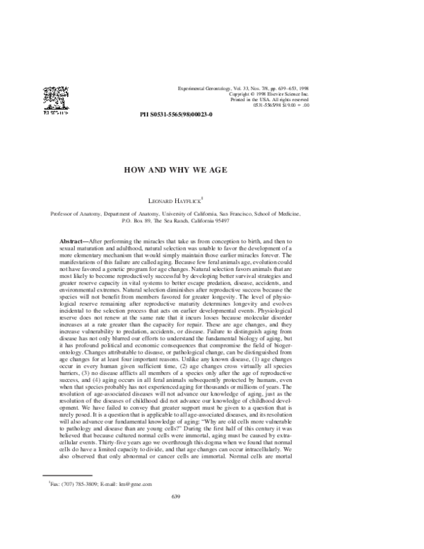  pdf how and why we age