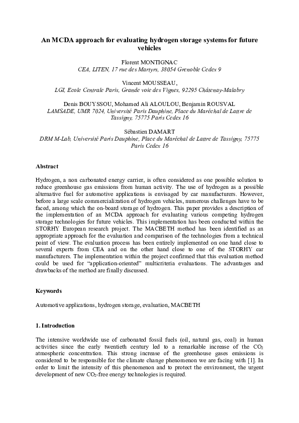 (PDF) An MCDA approach for evaluating hydrogen storage systems for ...