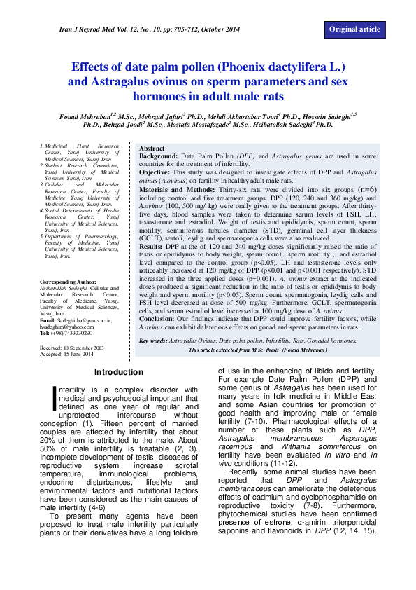 (PDF) Effects of date palm pollen (Phoenix dactylifera L.) and ...