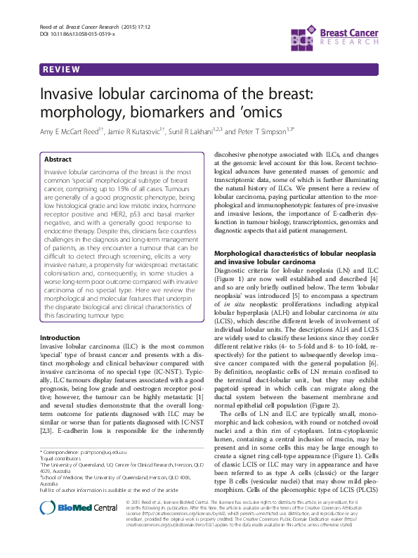 (PDF) Invasive lobular carcinoma of the breast: morphology, biomarkers ...