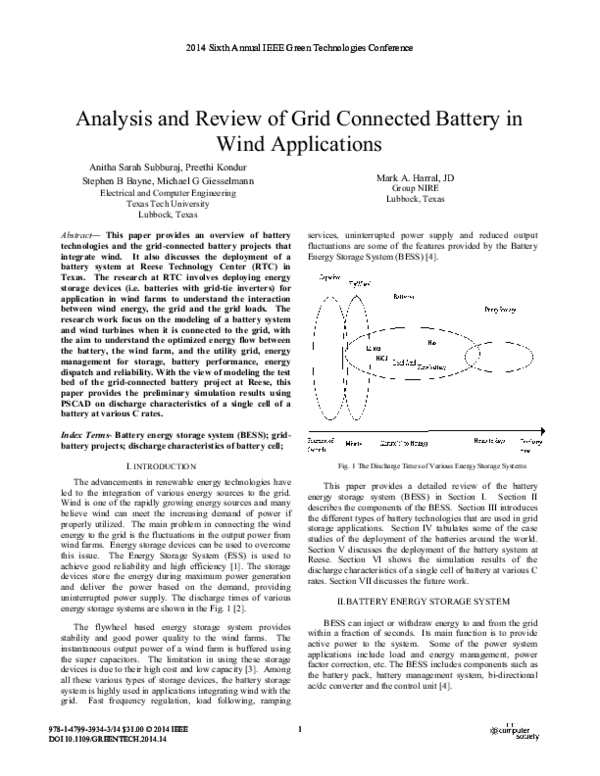(PDF) Analysis and Review of Grid Connected Battery in Wind Applications