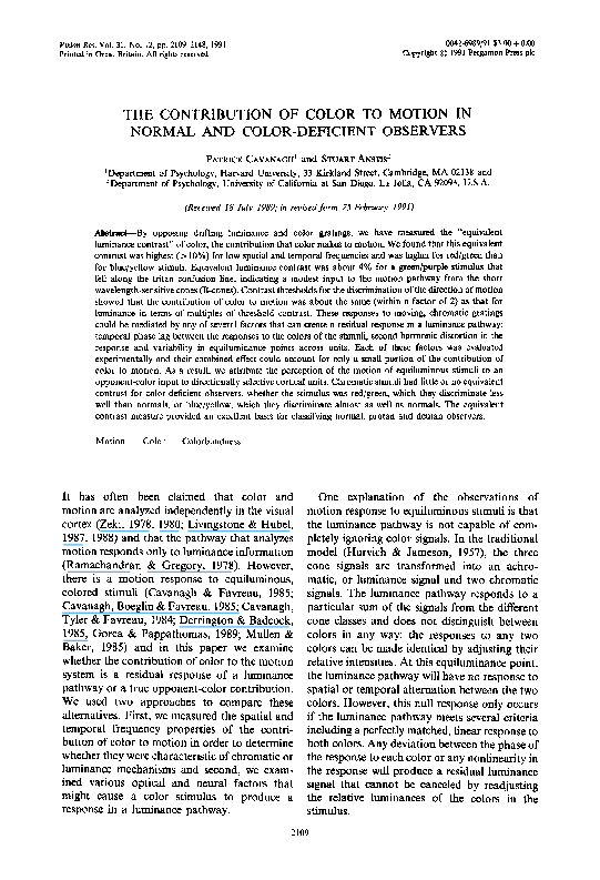 (PDF) The contribution of color to motion in normal and color-deficient ...