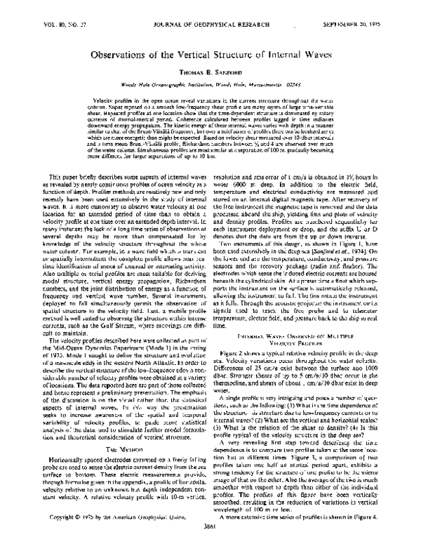 (PDF) Observations of the Vertical Structure of Internal Waves