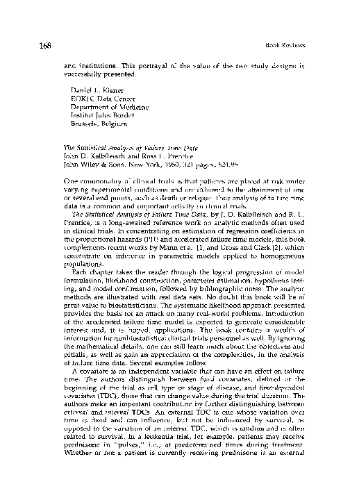 (PDF) The statistical analysis of failure time data