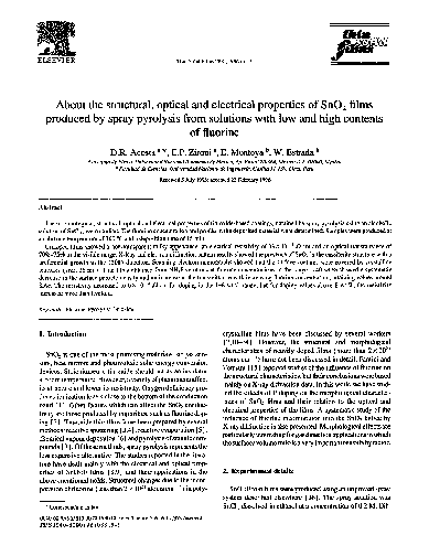 (PDF) About the structural, optical and electrical properties of SnO 2 ...