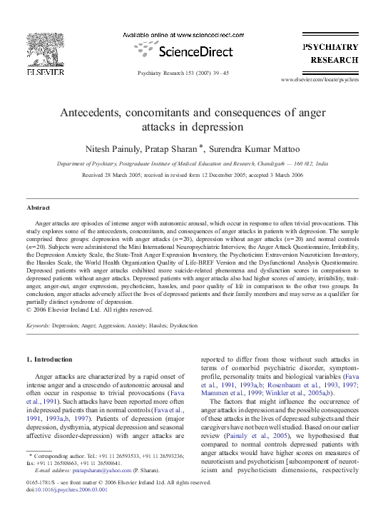 (PDF) Antecedents, concomitants and consequences of anger attacks in ...