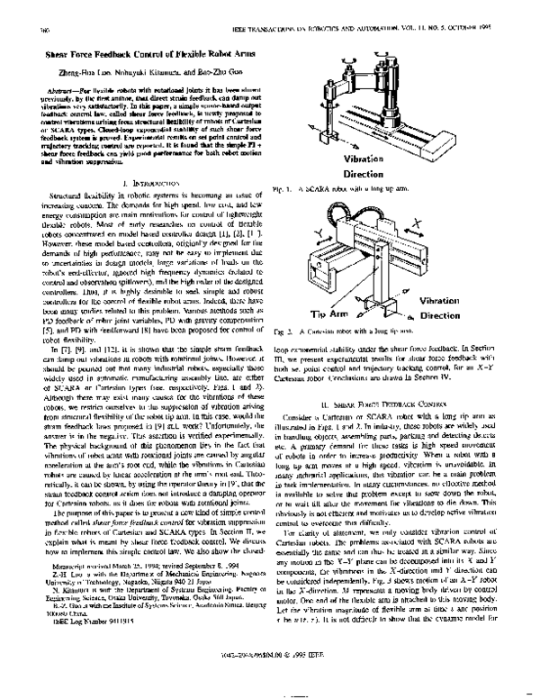(PDF) Shear force feedback control of flexible robot arms Baozhu Guo
