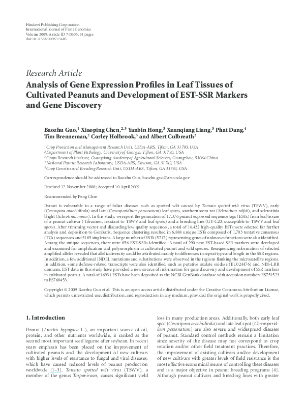 (PDF) Analysis of Gene Expression Profiles in Leaf Tissues of ...