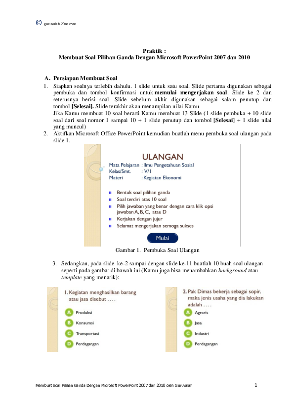 Cara Membuat Soal Pilihan Ganda Dengan Powerpoint 2007