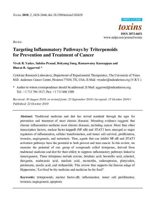 (PDF) Targeting Inflammatory Pathways by Flavonoids for Prevention and ...