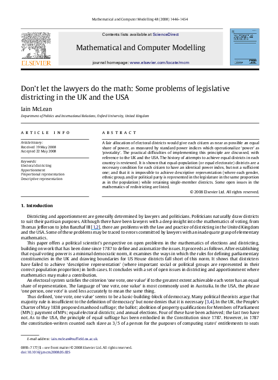 (PDF) Don’t let the lawyers do the math: Some problems of legislative ...