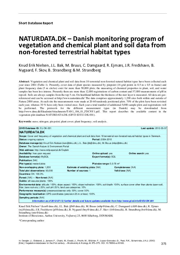 (PDF) NATURDATA.DK – Danish monitoring program of vegetation and ...