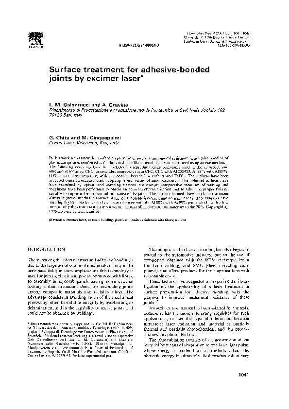 (PDF) Surface treatment for adhesive-bonded joints by excimer laser
