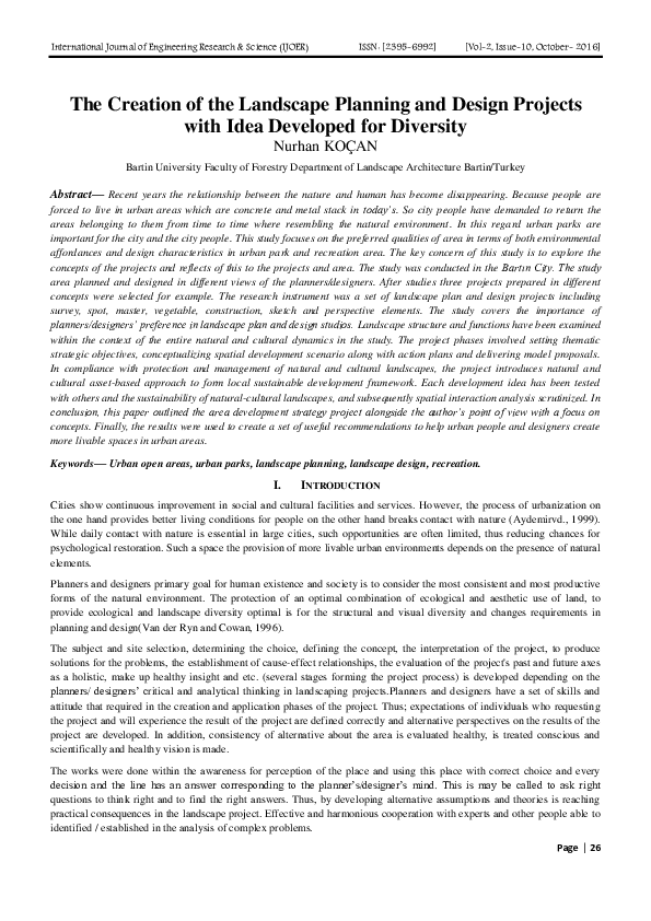 (PDF) The Creation of the Landscape Planning and Design Projects with