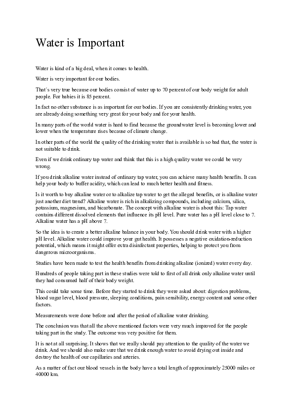 (DOC) Water Is Important.docx Lars Andersson Academia.edu