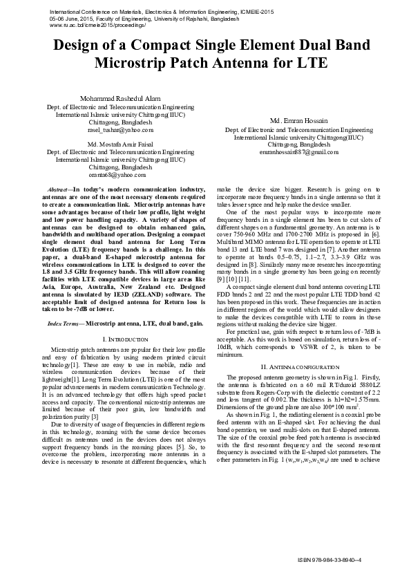 (PDF) Design of a Compact Single Element Dual Band Microstrip Patch ...