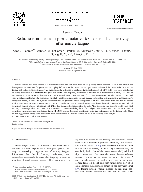 (PDF) Reductions in interhemispheric motor cortex functional ...