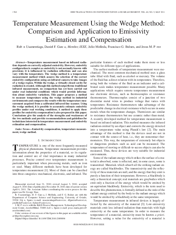 (PDF) Temperature Measurement Using the Wedge Method: Comparison and ...