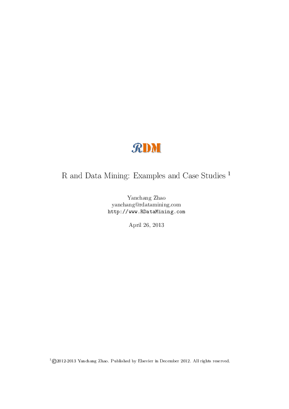 (PDF) R and Data Mining: Examples and Case Studies