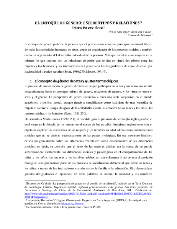 (PDF) El enfoque de género: estereotipos y relaciones