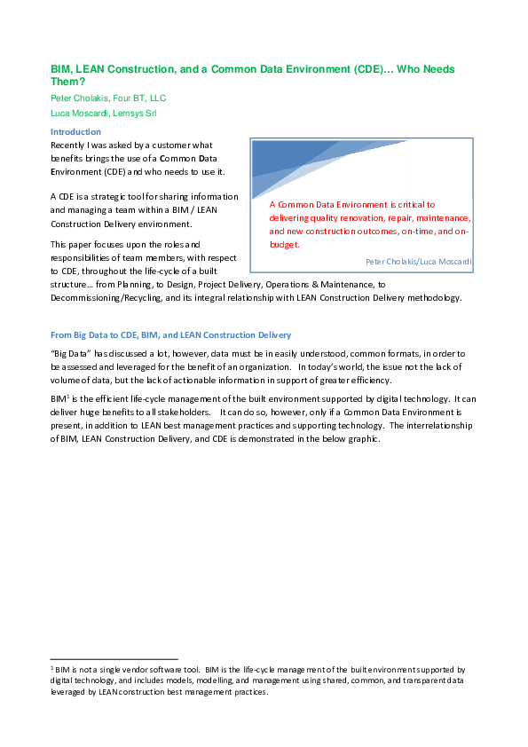 (PDF) BIM, LEAN Construction, and a Common Data Environment (CDE)… Who ...