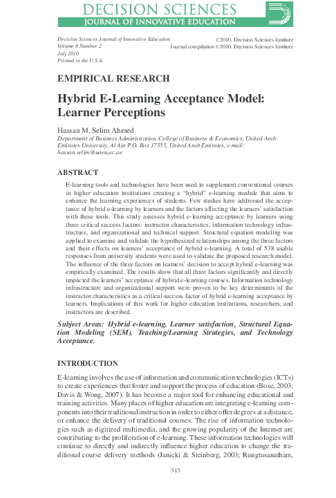 (PDF) Hybrid E-Learning Acceptance Model: Learner Perceptions