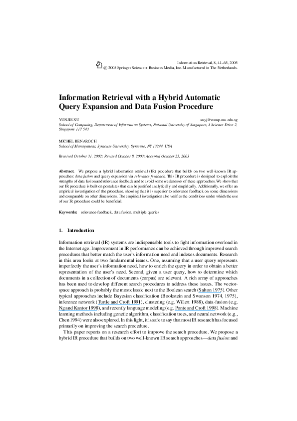 (PDF) Information Retrieval with a Hybrid Automatic Query Expansion and ...
