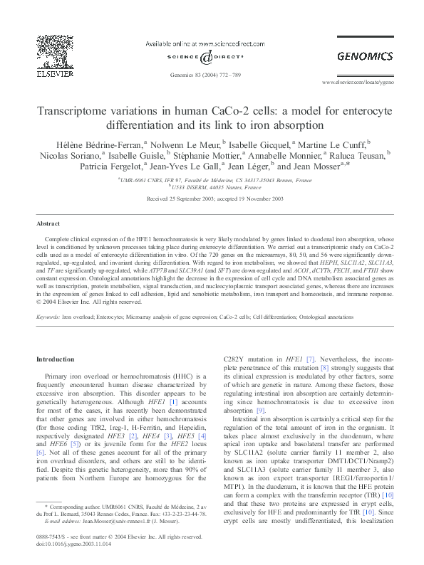(PDF) Transcriptome variations in human CaCo-2 cells: a model for ...