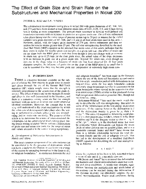 (PDF) The effect of grain size and strain rate on the