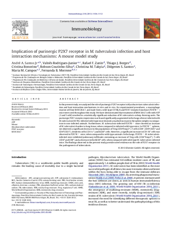 (PDF) Implication of purinergic P2X7 receptor in M. tuberculosis ...