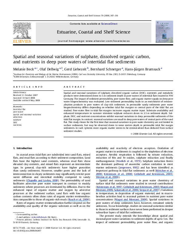 (PDF) Spatial and seasonal variations of sulphate, dissolved organic ...