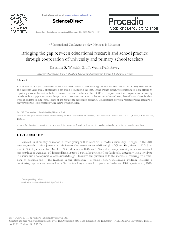 (PDF) Bridging the Gap between Educational Research and School Practice ...