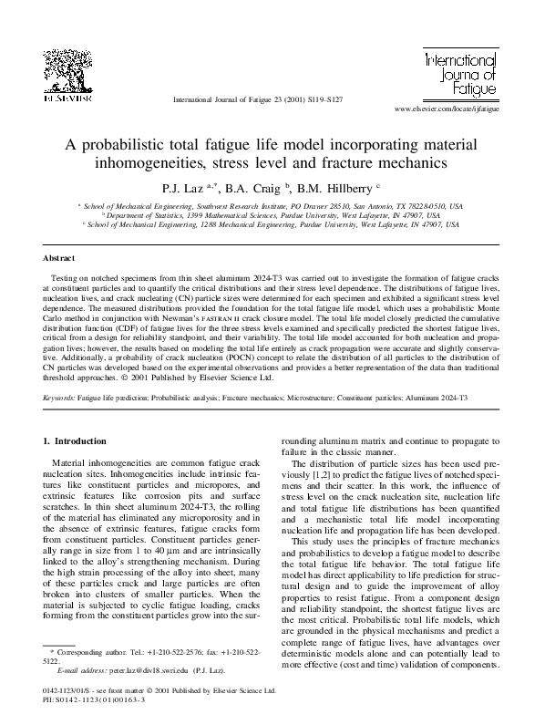 (PDF) A probabilistic total fatigue life model incorporating material ...