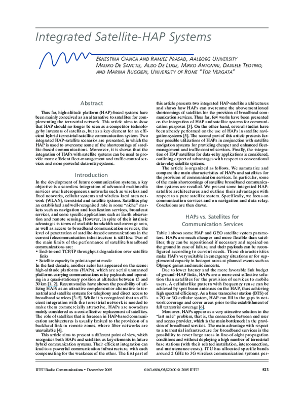 (PDF) Integrated satellite-HAP systems