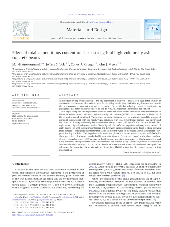 (PDF) Effect of total cementitious content on shear strength of high ...