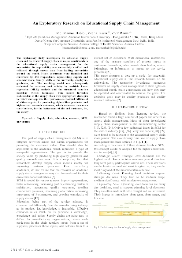 (PDF) An exploratory research on educational supply chain management