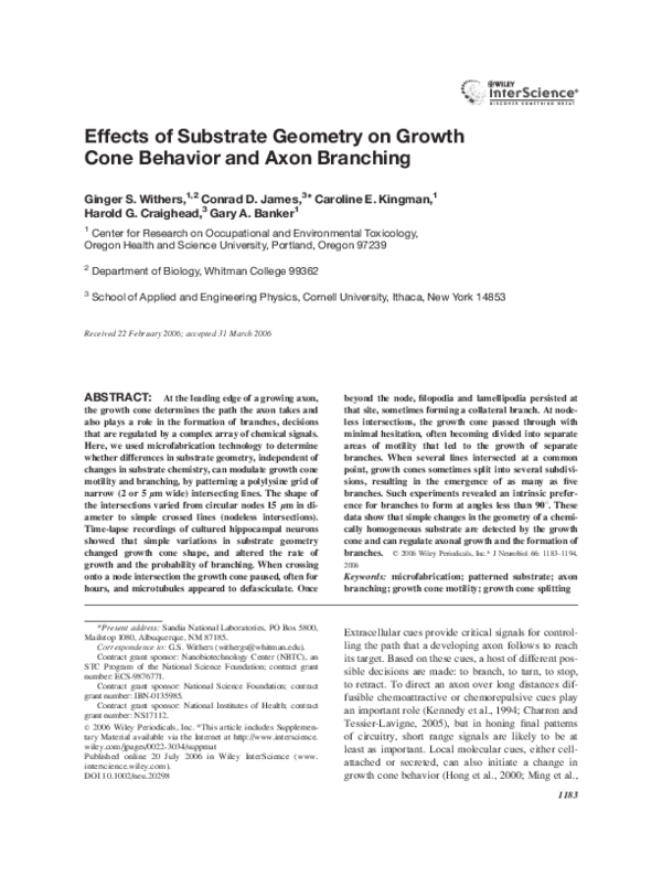 (PDF) Effects of substrate geometry on growth cone behavior and axon ...