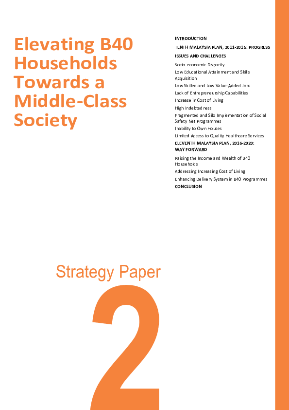 Pdf Elevating B40 Households Towards A Middle Class Society Adlina Zainol Academia Edu