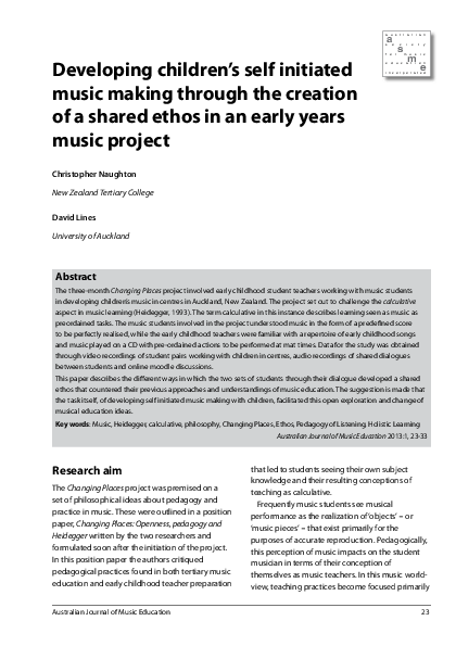 (PDF) Developing Children's Self Initiated Music Making through the ...