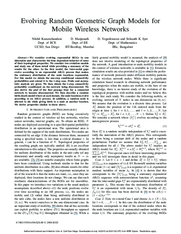 (PDF) Evolving random geometric graph models for mobile wireless networks