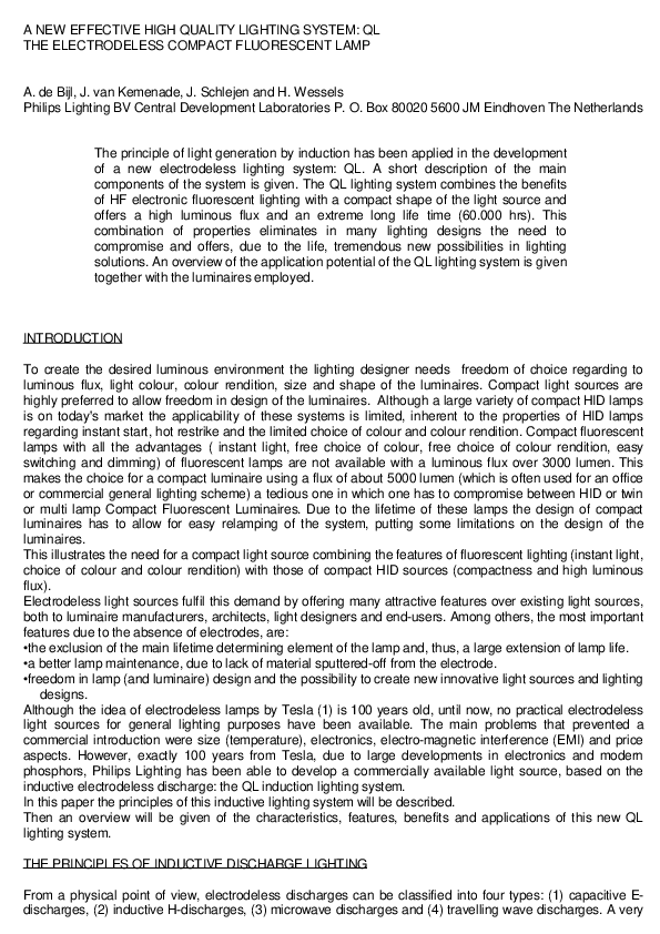 (PDF) A New Effective High Quality Lighting System QL the