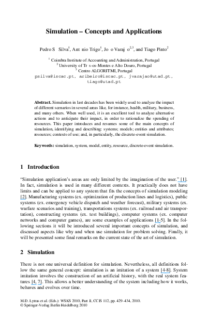 (PDF) Simulation – Concepts and Applications