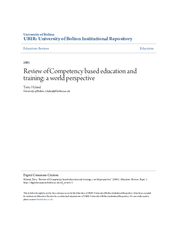 (PDF) Review of Competency based education and training: a world ...