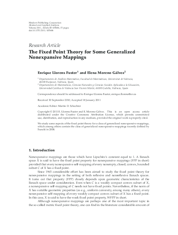 (PDF) The Fixed Point Theory for Some Generalized Nonexpansive Mappings