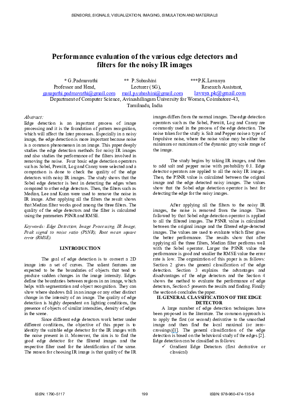 (PDF) Performance evaluation of the various edge detectors and filters ...