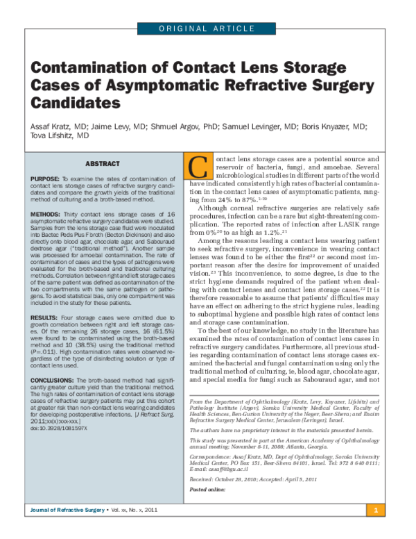 (PDF) Contamination of Contact Lens Storage Cases of Asymptomatic