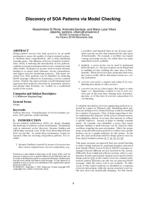 (PDF) Discovery of SOA patterns via model checking